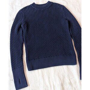 COS Women's Heavy Cotton Chunky Knit Cropped Sweater Thumbholes Classic XS